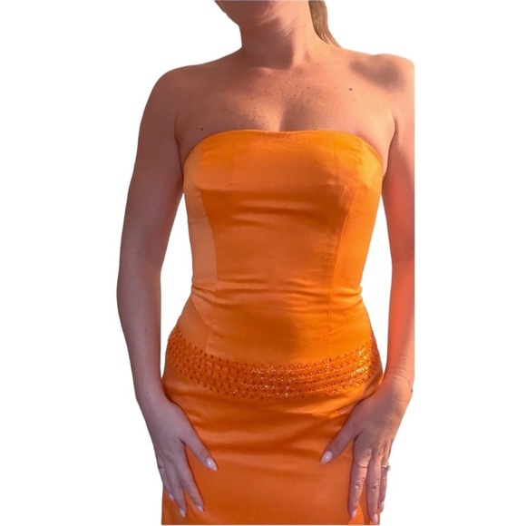 Jovani Strapless Gown Orange - Picture 2 of 7
